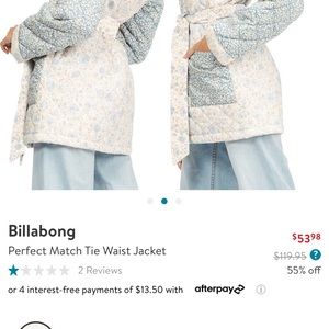 Billabong jacket. NWT. Size Medium